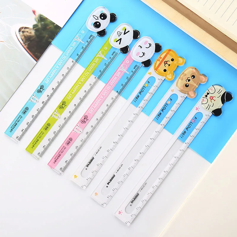 

1pc Cartoon Animal Panda Cat 15cm Straight Ruler Lovely Acrylic Ruler Painting Learning Plastic Ruler Bookmark School Stationery