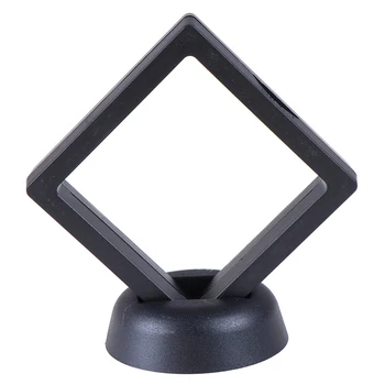 

1 Set Black 3D Floating Jewelry Coin stamps medallions jewelry Display Frame Holder Box Case With Stand 70*70mm