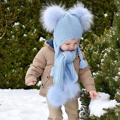 1808049 KNITTED HAT WITH FOX FUR POMPOMS eileenhou (20)