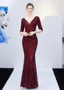 dark red SoAyle Вечерние платья Длинные сексуальные спина сплит глубокий v-образный вырез Русалка выпускное платье вечерние платья с открытой спиной для женщин robe de soiree - Цвет: dark red