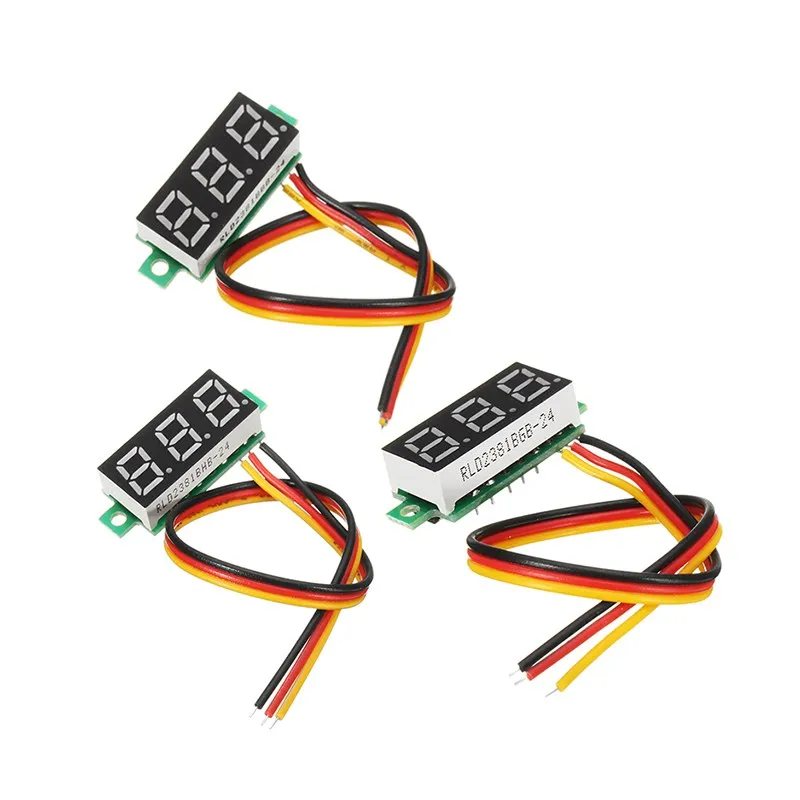 

0.28 Inch Mini Digital Voltage Indicator DC 0-100V 3 Cables with Protection Black/Green/Red RC Battery Tester Toys Models