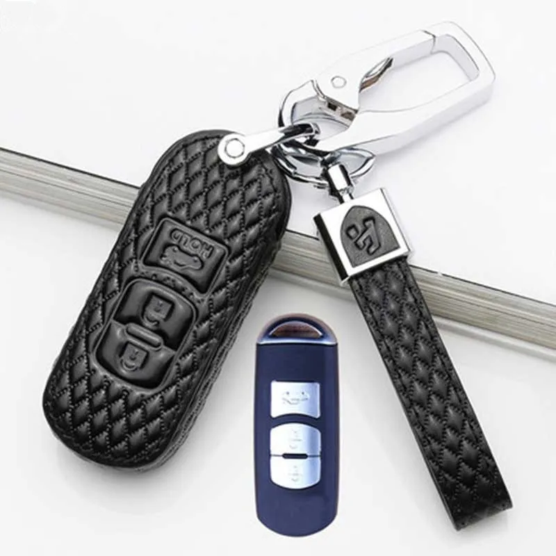 

Leather Car Remote Key Case Fob Cover For Mazda 2 3 6 Atenza Axela CX-5 CX5 CX 5 CX-7 CX-9 2015 2016 2017 2018 Smart 2/3 Buttons