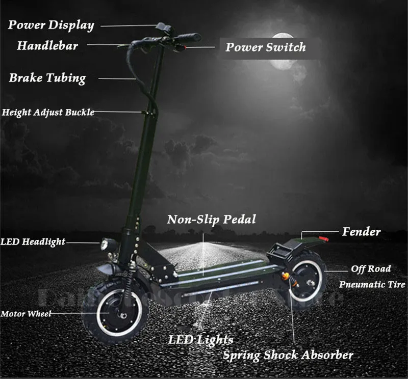 11 Inch Off Road Electric Scooter 60V 2400W Powerful Foldable Electric Bicycle Bike Skateboard for Adults  (14)