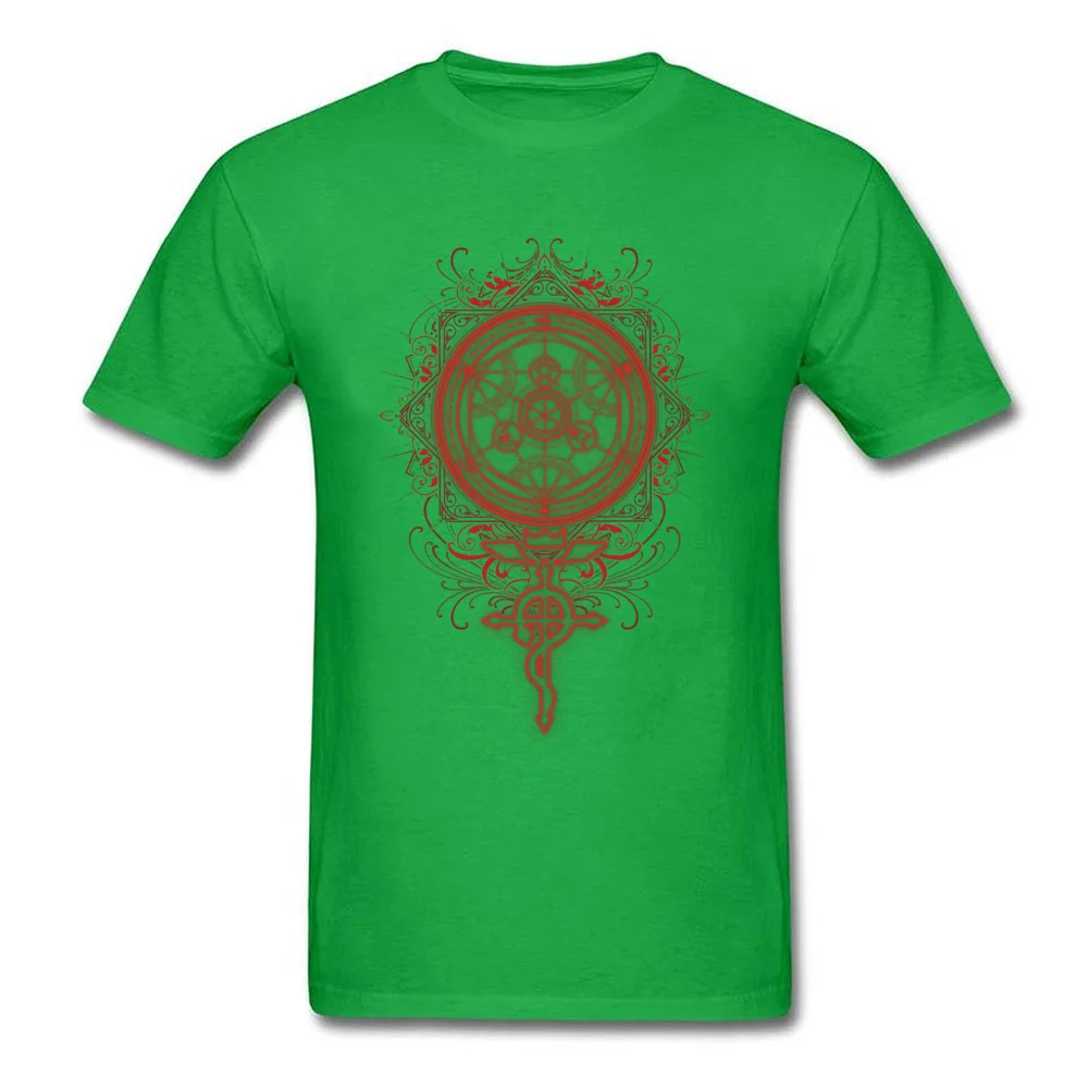 Футболка «Искусство алхимии», футболка с мандалой, Мужская футболка с аниме, игровая футболка, топы для геймеров, хлопковая черная одежда для взрослых, уличная одежда в стиле хип-хоп - Цвет: Зеленый