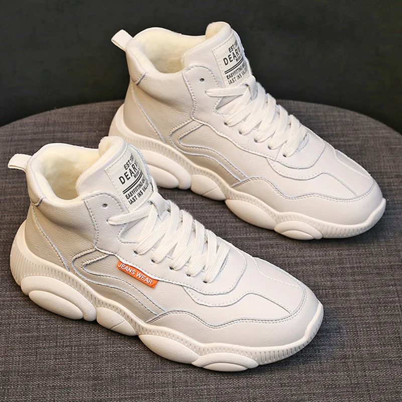 

Women Winter Sneakers Woman White Shoes Female High Top Casual Shoes Bear Bottom Lady Platform Vulcanize Shoes sapatos feminino