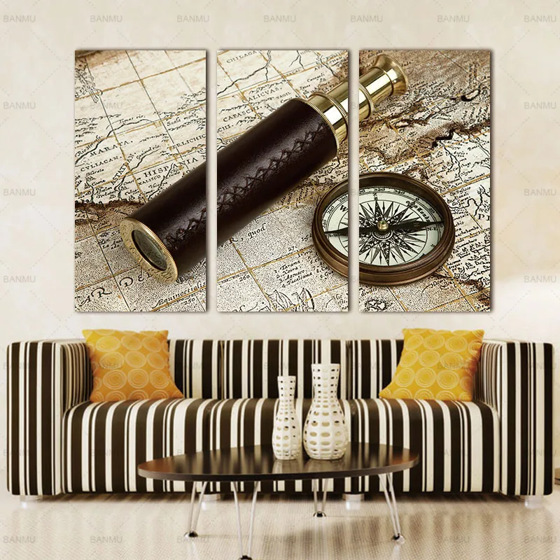 canvas painting 3 Panels Abstract Map Landscape Picture Canvas Print Painting Modern Wall Art Gift For Home Decoration | Дом и сад