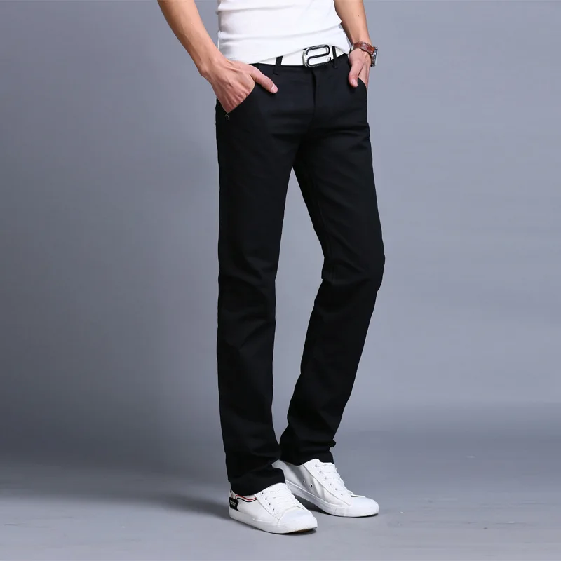 GEJIAN, мужские брюки, одноцветные, модные, брендовые, мужские, тонкие, повседневные, мужские брюки размера плюс, мужские, хлопковые, Стрейчевые брюки, pantalon homme - Цвет: Black pants