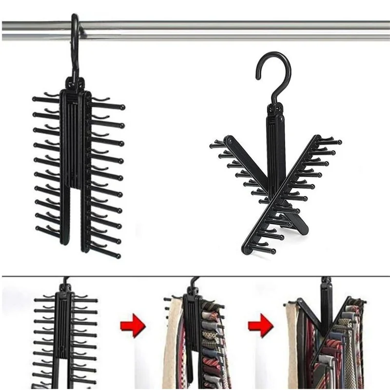 

Clothing Necktie Hanger Storage Rotatable Indoor Hanging 20 Rows