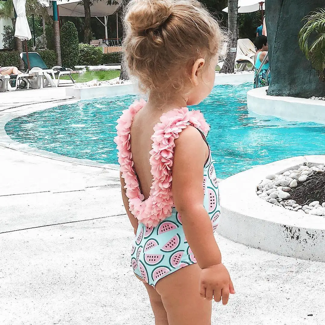 

Summer Cute Toddler Infant Baby Girls Watermelon Print One-Piece Suits Swimsuit Swimwear Swimming Backless Floral Bikini Suit