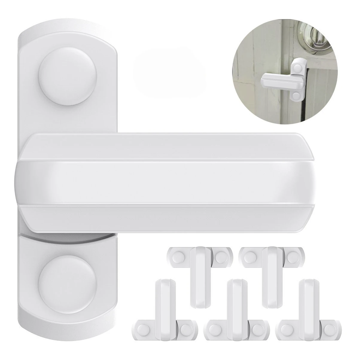 DSHA -6pcs Safe Window Lock Sash Jammer T Shape Zinc Alloy Window Door Security Sash Lock Handle Latch Child Protection White