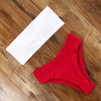 

Sexy Bandeau Swimsuit Women Swimwear Bikini 2019 Halter Solid Brazilian Mujer Swimming Bathing Suit Biquini Maillot De Bain
