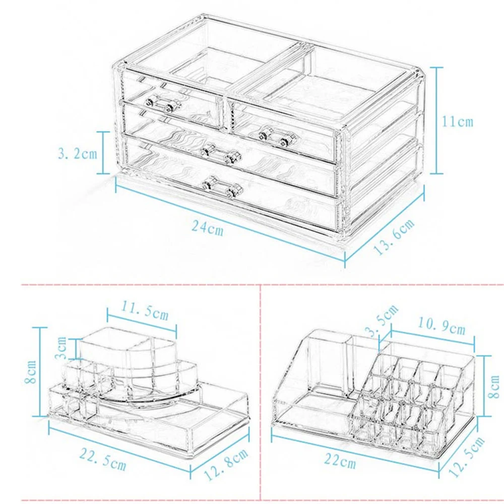 1 шт., новинка, прозрачный акриловый Органайзер для косметики, украшений, держатель для хранения, коробка, прозрачный косметический Органайзер для макияжа, чехол, коробка для хранения