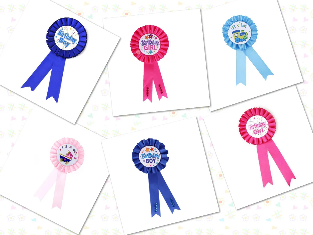 Birthday Girl Boy Award Ribbon Rosette Badge Pin Children/'s Party Favor/_ch