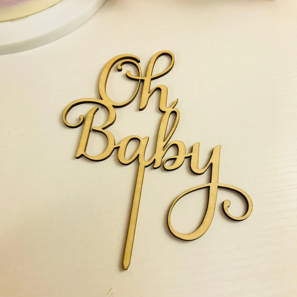 Oh Baby Cake Topper ,  wooden  Acrylic Cake Topper Commemorative topper ,for Baby Shower Cake Decoration Supplies (4)