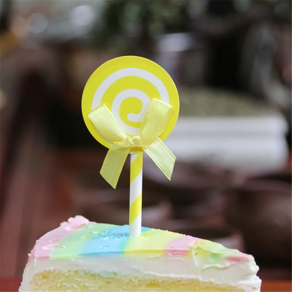 CRLEY 6 шт. леденец топперы на торт ручной работы Круглые красочные конфеты Детский Душ Свадебный кекс десерт украшения топперы подарки