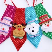 120 шт./партия, милый Рождественский галстук с рисунком оленя/снеговика/медведя/Санта Клауса/галстук с блестками на шею