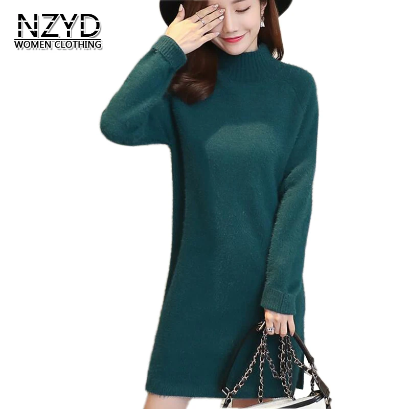 2018 Autumn Winter Women Sweater New Style Fashion Mid-Long Turtleneck Pullover Casual Loose Large Size NZYD842 | Женская одежда