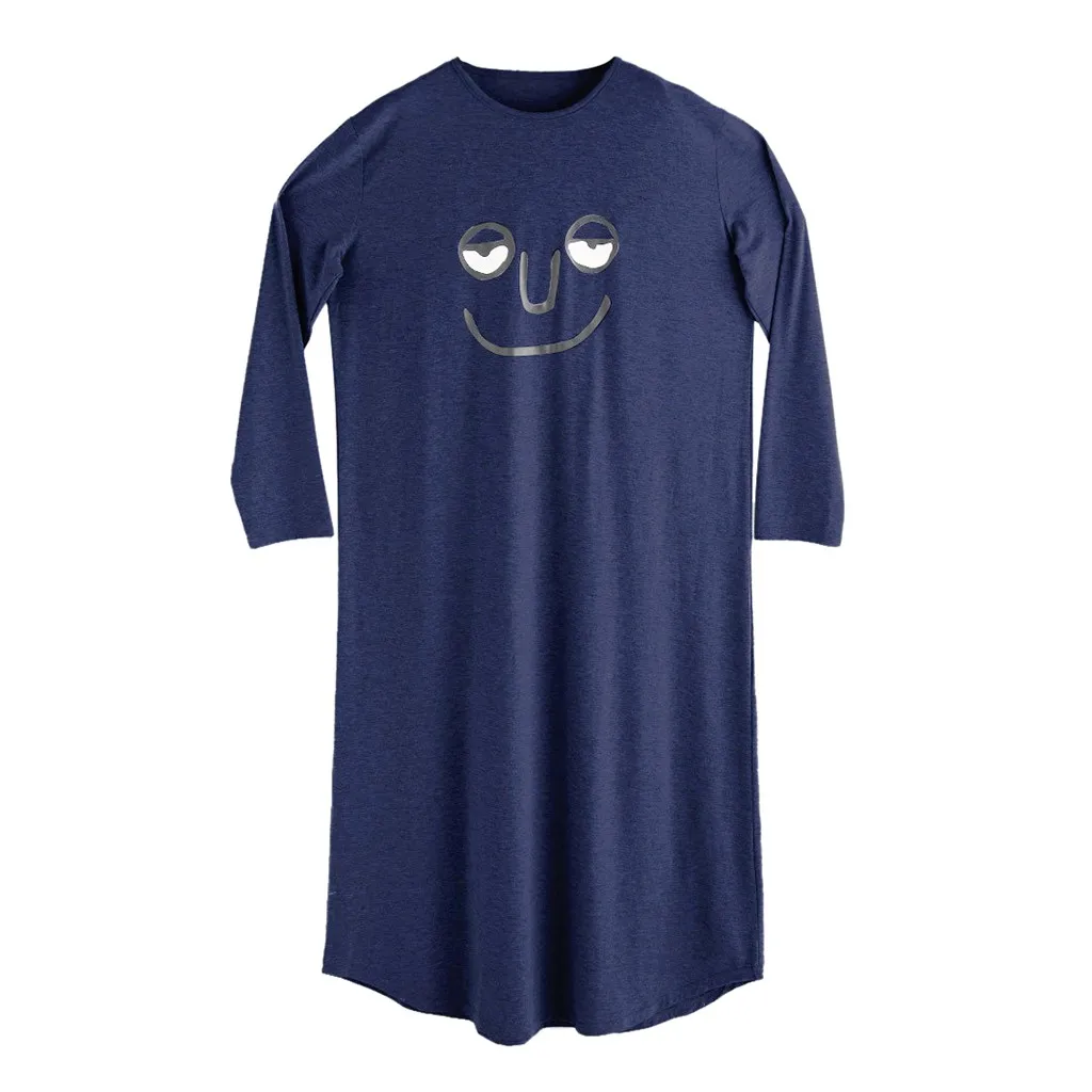 Ночная рубашка для мужчин, домашняя одежда, топ для сна, большой размер, комбинированная рубашка для сна, одежда для сна, одежда для сна, camisa dormir - Цвет: Blue