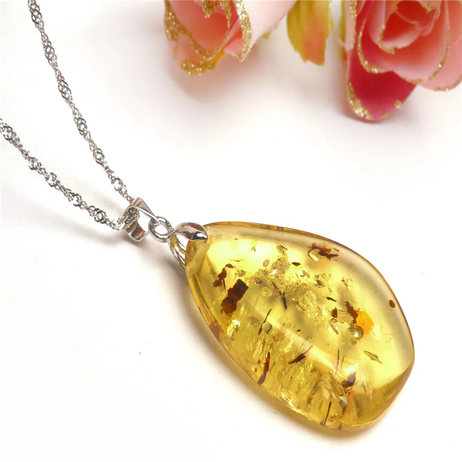 

37x24x7mm Fashion Jewelry Pendant Bead Women Femme Necklace Genuine Natural Waterdrop Yellow Gold Crystal Quartz Pendant