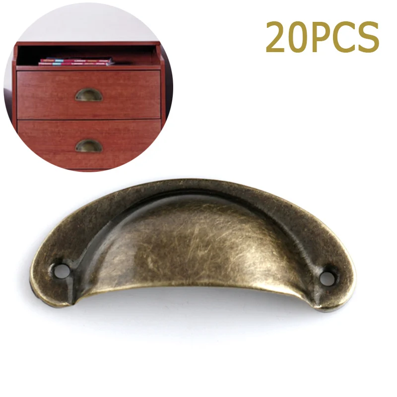 

20PCS Retro Metal Kitchen Drawer Cabinet Door Handle Furniture Knobs Hardware Cupboard Shell Pull Handles LO88