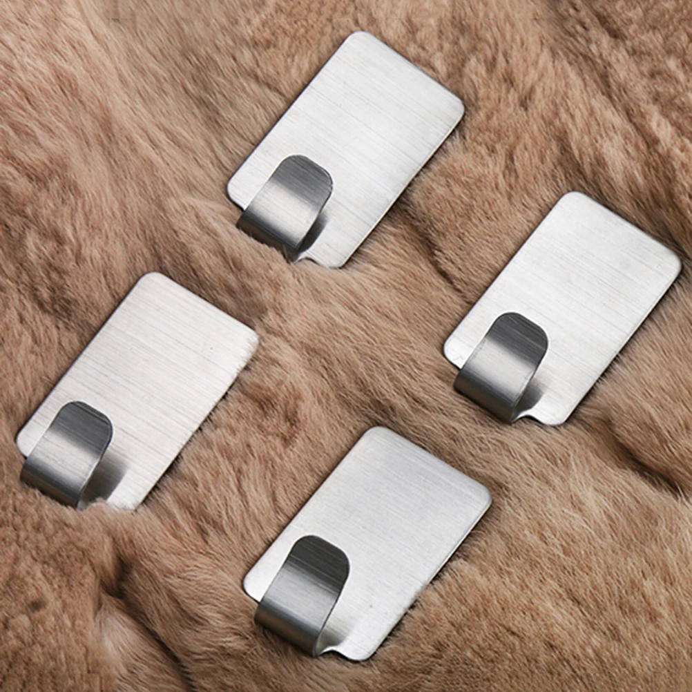 6PCS Adhesive Kitchen Wall Door Stick Stainless Steel Hook Hanger Key