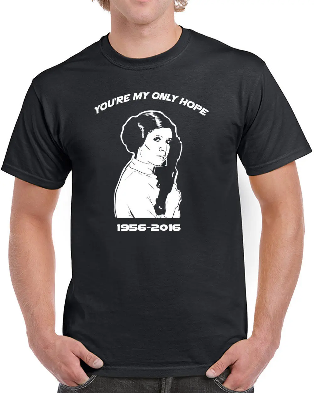 

552 Only Hope mens T-shirt carrie tribute fisher star geek nerd jedi wars cool Print Tee Men Short Sleeve Clothing free shipping