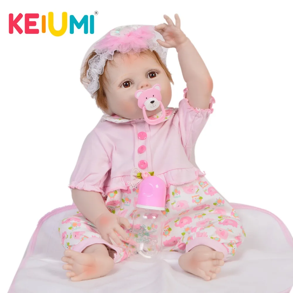 

KEIUMI 23 inch DIY Toy Reborn Baby Girl Dolls Vinyl Lifelike Full Silicone Dolls Reborn 57 cm For Kids Birthday Christmas Gifts