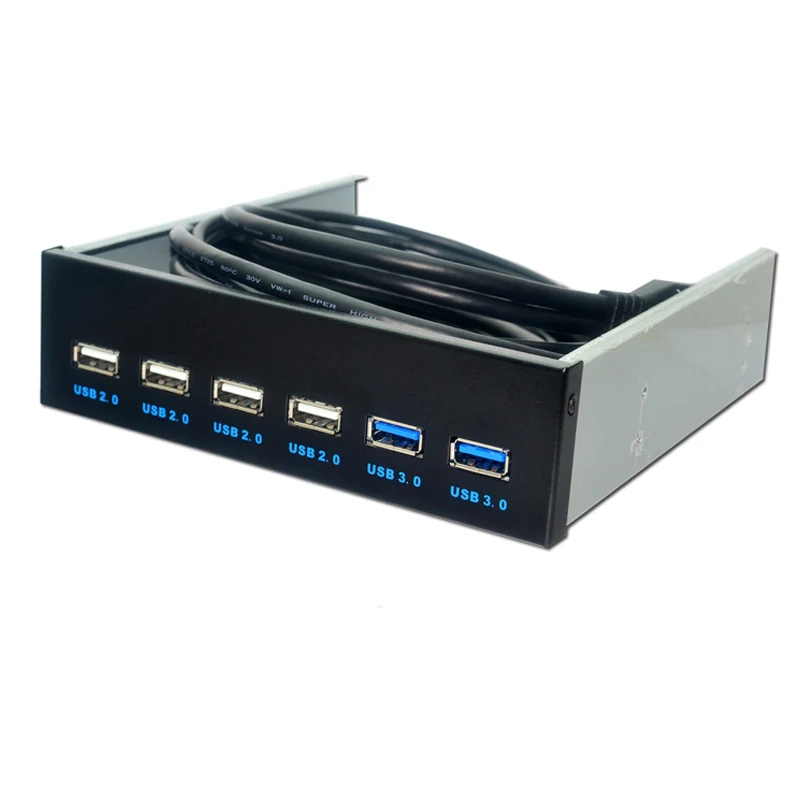 لسطح المكتب USB3.0 البصرية محرك الجبهة لوحة 5.25 بوصة USB HUB 9PIN 19PIN إلى 4 منافذ USB2.0 + 2 منافذ USB 3.0 للكمبيوتر مرن خليج صينية