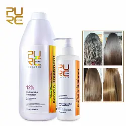PURC 12% формалина бразильский с кератином, для выпрямления волос выпрямитель лечения волос + очищающий шампунь восстановление поврежденных