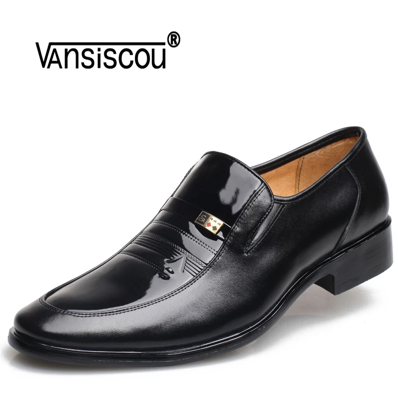 

VANSISCOU Men's Leather Shoes Round Toe Business Formal Shoes Genuine Leather Soft Casual Shoes Daddy Shoes Male Slip-On Flats