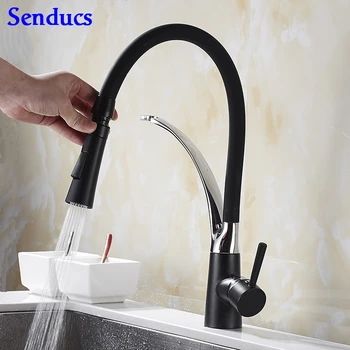 

Senducs Pull Down Kitchen Faucet Led Kitchen Sink Water Faucet With Quality Brass Kitchen Sink Mixer Tap For Fashion Kitchen Tap