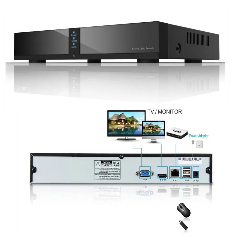 Сетевой видеорегистратор Seculink 4 канала 8 каналов 16 МП/5 Мп Super HD NVR ONVIF HDMI VGA H.265