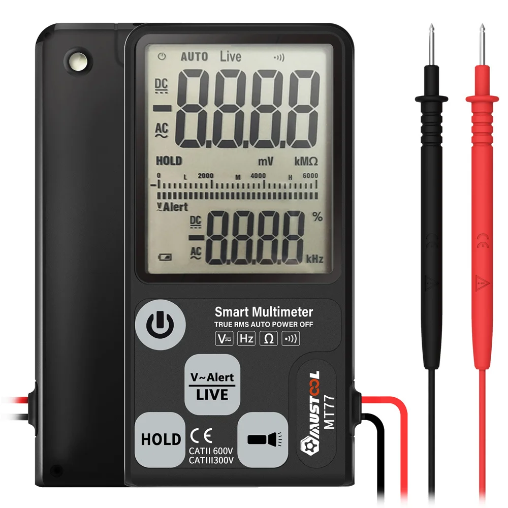 

MUSTOOL MT77 Digital Multimeter Large Screen Smart Voltage Tester Fully Auto-Range True RMS 6000 Counts DMM With Analog Bargraph