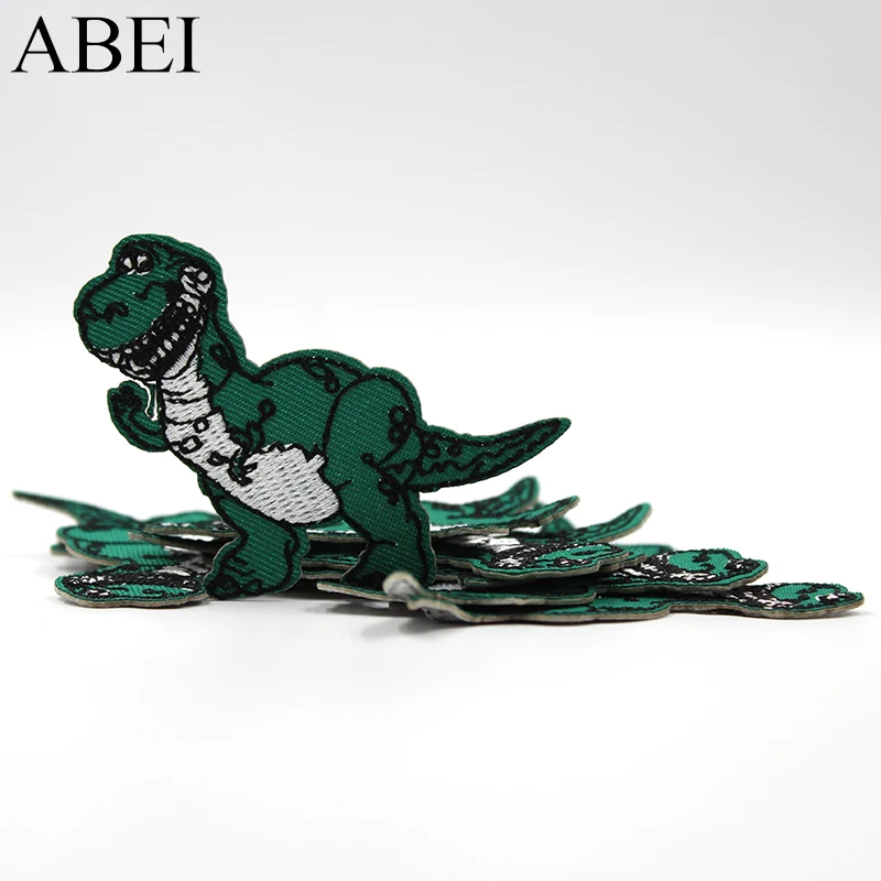 10pcs/lot Embroidered Dinosaur Patches Iron On Cartoon Animal Appliqued Boys Kids Jeans Coats Stickers DIY Sewing Accessories