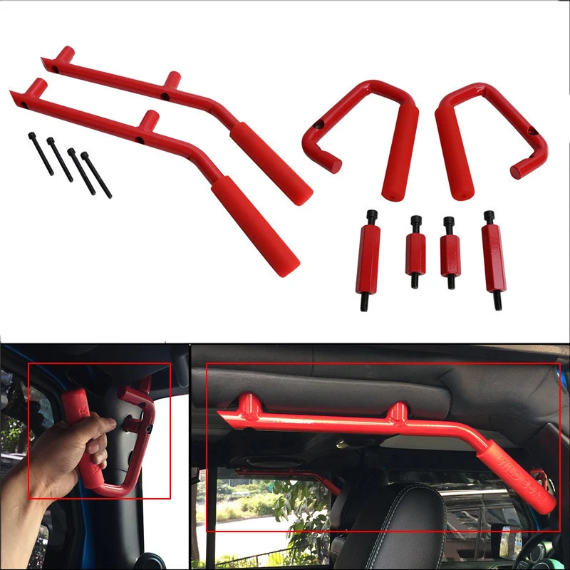 as the picture WISENGEAR для Jeep Wrangler JK Sahara Sport Rubicon X& Unlimited 4 двери твердые стальные передние и задние ручки поручни подлокотник - Название цвета: as the picture