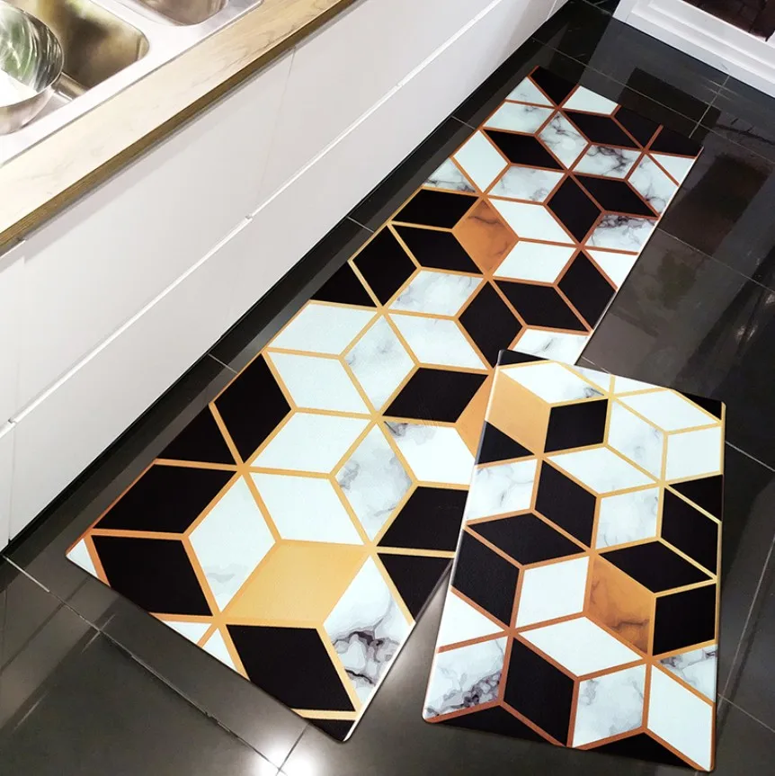 High Quality Kitchen Carpets PVC Leather Floor Mats Large Floor Carpets Doormats Bedroom Tatami Waterproof Oilproof Kitchen Rugs