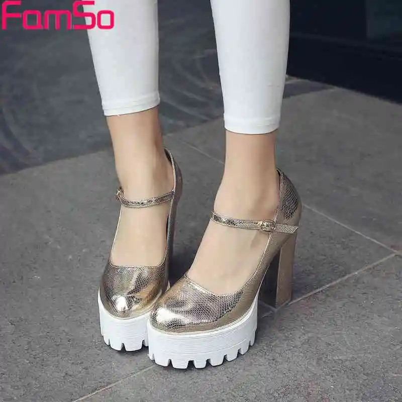 

Plus Size 34-43 2017 New Sexy Women Pumps Buckle Designer gold Silver Single Shoes Autumn Platforms Pumps Party  PS2865