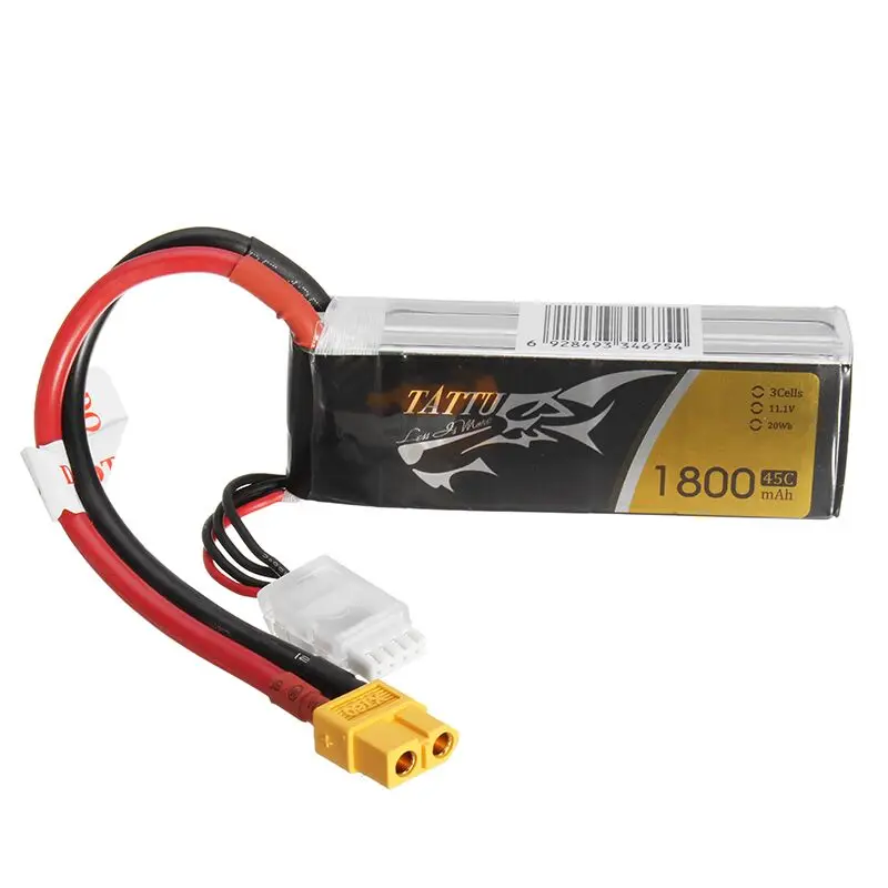 

ACE Tattu Lipo 3S 1800mAh 11.1V Lipo Battery 45C XT60 Plug RC