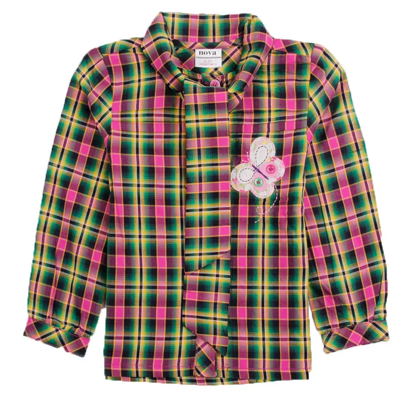 Nova Kids Children clothes Girls T-shirt Spring Autumn Long Sleeve Embroidery Flowers T-shirt Cotton Girls O-Neck T-shirt s 4xl spring and summer female o neck medium long basic t shirt women s all match long sleeve t shirt cotton plus size loose top