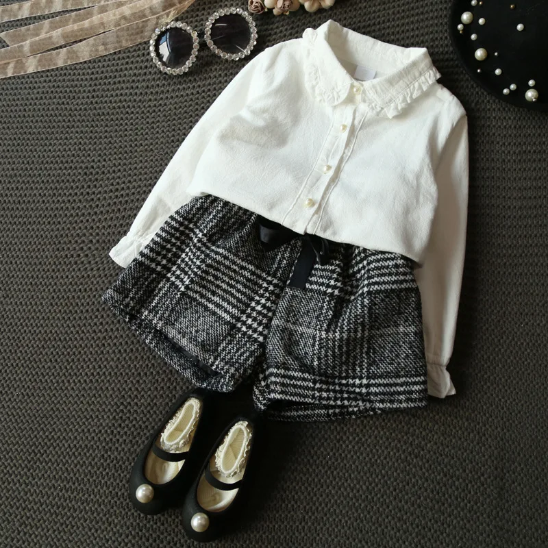 

High Quality 2-9Y Girls Blouse with Plush Children Princess Clothes for Girls Brand Thicken White Kids Shirts Children's Clothes
