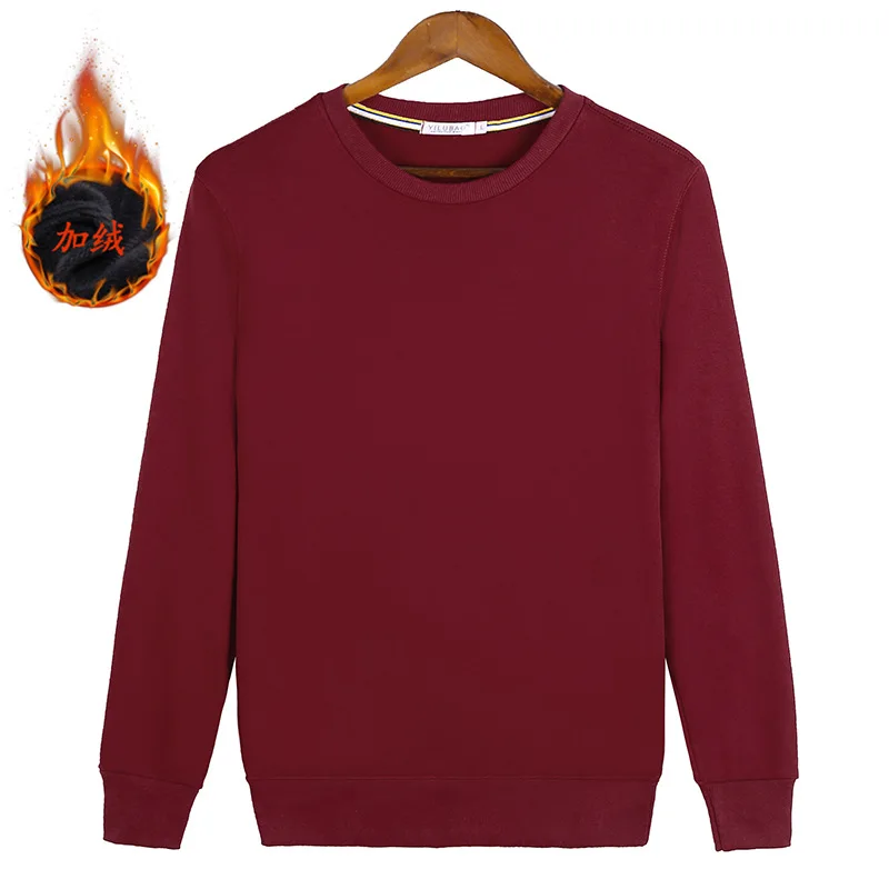 

Woman Girl Plus Size S-8XL Plus Velvet Sweatshirts Wine Red Black Gray White Navy Blue Solid Pure Color couple clothes ZIIART