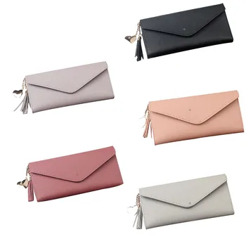 

Women Long Wallet PU Leather Purses Tassel Heart Pendant Handbag Girl Ladies Multi Card Slots Cardholder