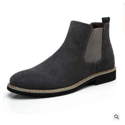 Обувь высокого качества; мужские летние ботинки; уличные ботинки «Челси»; Мужская обувь; слипоны; сезон осень-зима; chaussure homme - Цвет: gray
