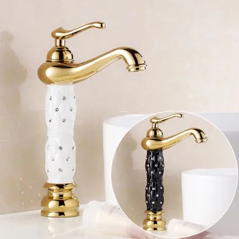 

Basin Faucets Brass with Diamond Bathroom Faucet Gold Mixer Tap Single Handle Hot & Cold Washbasin Tap torneiras banheiro
