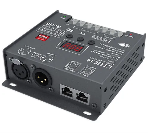 

LT-903; 3CH CV DMX Decoder;DC12-24V input;8A*3CH output; DMX512/RDM/3-pin XLR, RJ45