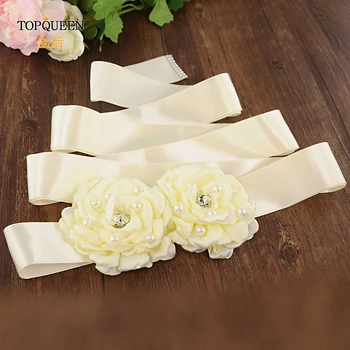 

TOPQUEEN Silk Flower Wedding Belts Flower Girl Sashes and Belts Floral Silk Belt Wedding Dress Girl Evening Satin Dersses S413