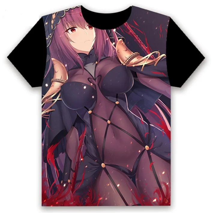 Для мужчин футболка аниме Fate/Grand для Ската косплей горничной с коротким рукавом унисекс Повседневное черный футболка Летняя мода Harajuku топы - Цвет: 17