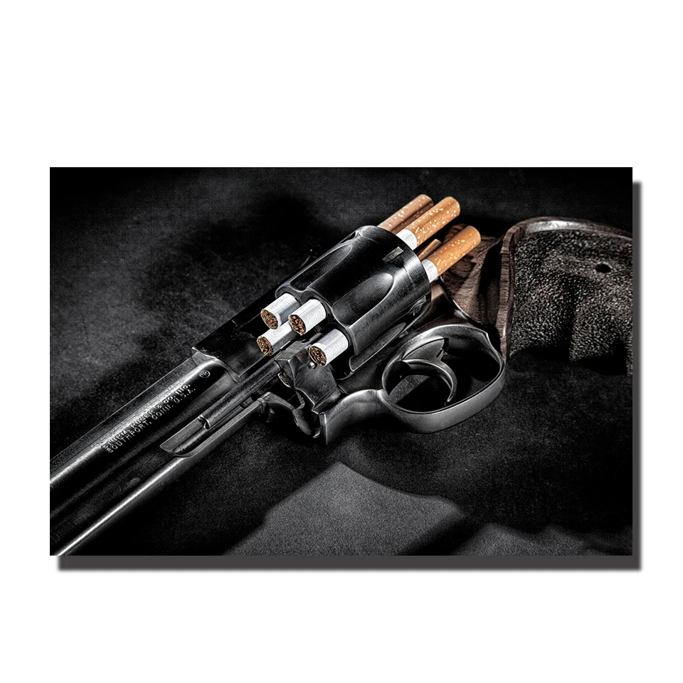 Revolver Weapon Gun Cigarette Wall Art Home Decor Frame Canvas Pictures HD Prints Gun Pistol Paintings Boy Teen Bedroom Posters Revolver Weapon Gun Cigarette Wall Art Home Decor Frame Canvas Pictures HD Prints Gun Pistol Paintings Boy Teen Bedroom Posters