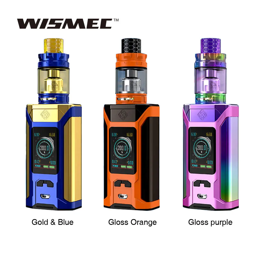 Оригинальный WISMEC SINUOUS RAVAGE230 230 Вт TC набор с 5 8 мл/2 мл GNOME King Tank и 1 45 дюймовый цветной