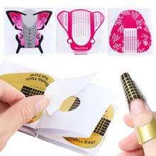 10 pc נייל טפסי UV ג 'ל בניין צרפתית אקריליק ציפורניים זהב אמנות Chablon מדבקת עובש סטנסיל הארכת מניקור עיצוב TR941(China)